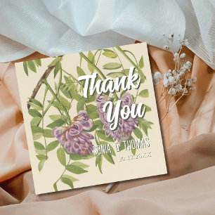 Cartão De Notas Vintage Wistaria Botanical Watercolor Obrigado
