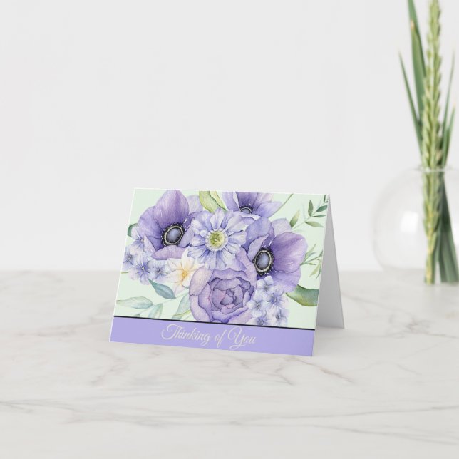 Cartão De Notas Violet watercolor floral customizable (Frente)