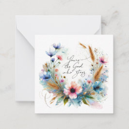 Cartão De Notas Você é o Deus que Fica, floral aquarela
