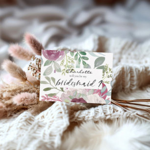 Cartão De Notas Você Será Minha Bridesmaid Boho Floral Watercolor