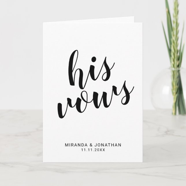 Cartão De Notas Votos Legais do Casamento Negro e Branco (Frente)