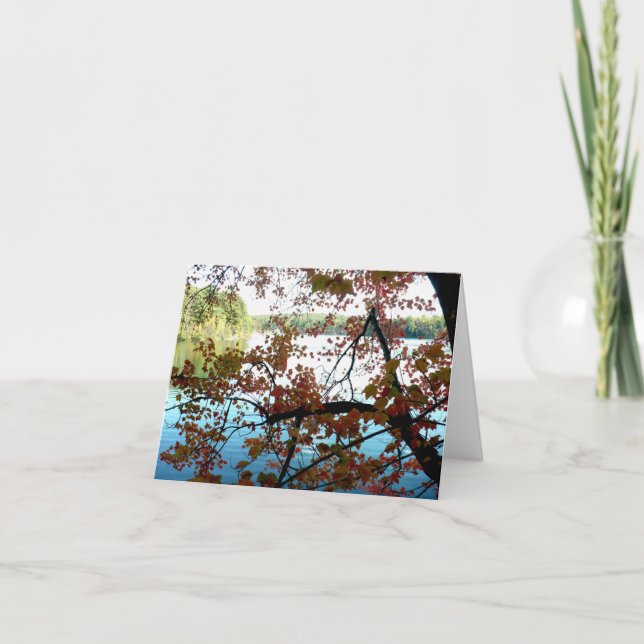 Cartão De Notas Walden Pond através das Folhas de outono (Frente)