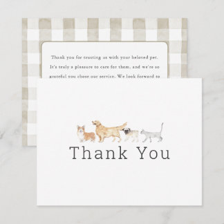 Cartão De Notas Watercolor Animals Pet Sitter Dog Walker Thank You