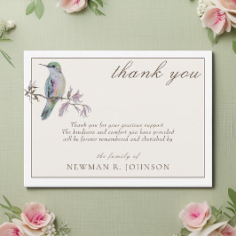 Cartão De Notas Watercolor Bonito Hummingbird Memorial Obrigado