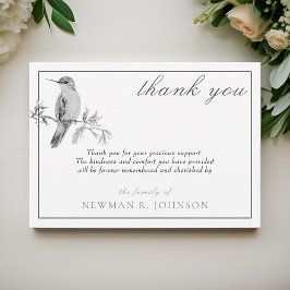 Cartão De Notas Watercolor Bonito Hummingbird Memorial Obrigado
