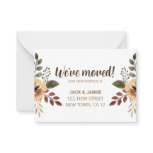 Watercolor Botanical We've Moved Announement Card 