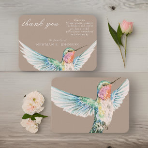 Cartão De Notas Watercolor Classic Hummingbird Memorial Obrigado