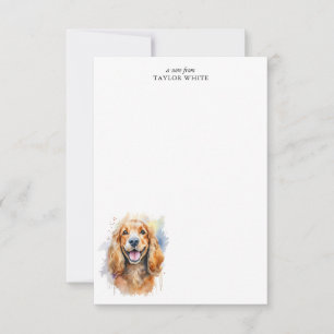 Cartão De Notas Watercolor Cocker Spaniel Personalizado Obrigado