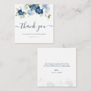 Cartão De Notas Watercolor Floral Dusty Blue Casamento Obrigado