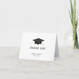 Cartão De Notas Watercolor Graduation Cap Thank You Folded Card