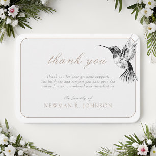 Cartão De Notas Watercolor Hummingbird Funeral Memorial Obrigado