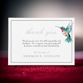 Cartão De Notas Watercolor Hummingbird Funeral Memorial Obrigado