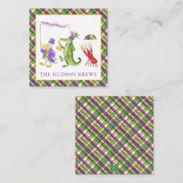 Cartão De Notas Watercolor Mardi Gras Animal Parade Party