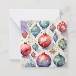 Cartão De Notas Watercolor Merry Christmas Bauble