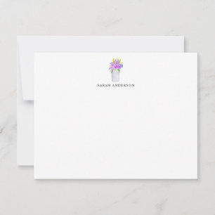 Cartão De Notas Watercolor Purple Floral Mason Jar Personalizado