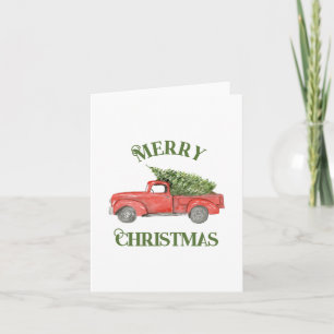 Cartão De Notas Watercolor Red Christmas Truck