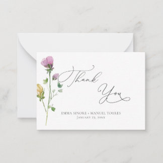 Cartão De Notas Watercolor Rustic Garden Roses Thank You