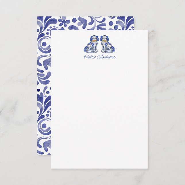 Cartão De Notas Watercolor Staffordshire Dogs Personalizados (Frente/Verso)