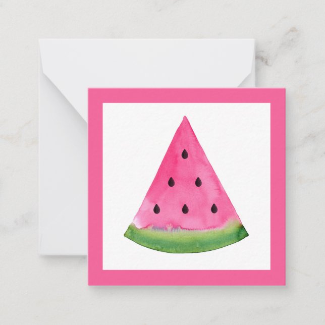 Cartão De Notas Watercolor Watermelon Wedge (Frente)