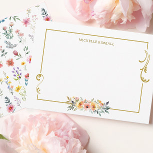 Cartão De Notas Watercolor Wildflower Primavera Summer