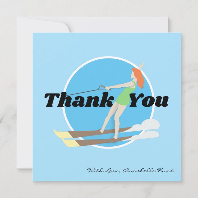 Cartão De Notas Waterski, estilo Vintage (Frente)