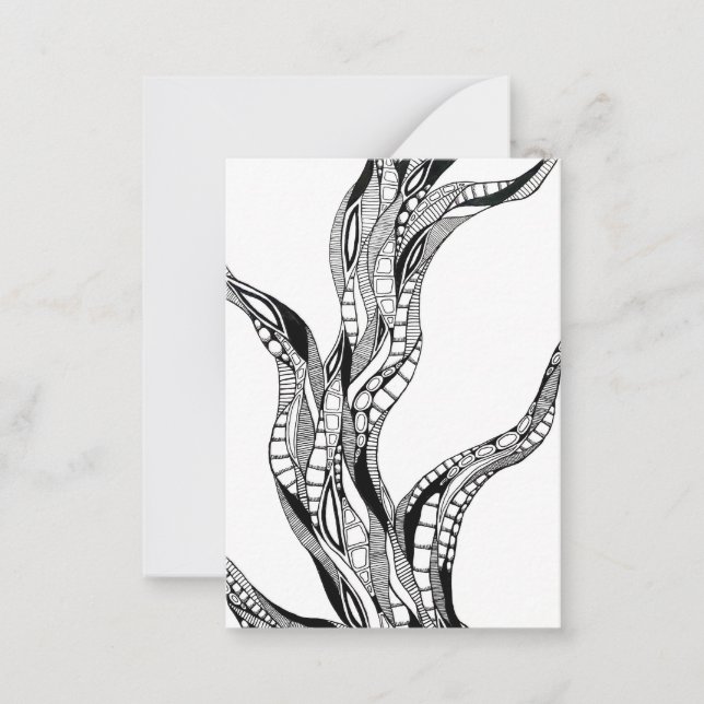 Cartão De Notas Wavy Curved Abstract Tree Pen Drawing (Frente)