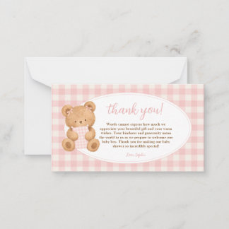 Cartão De Notas We Can Bearly Wait Bear Baby Girl Gingham