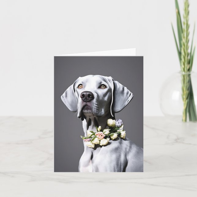 Cartão De Notas Weimaraner Com Placa De Vazio De Flores (Frente)