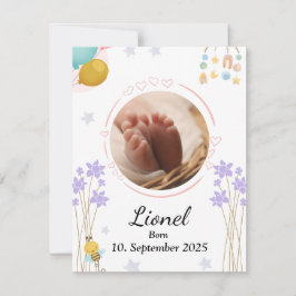 Cartão De Notas Welcome baby round photo neutral colors