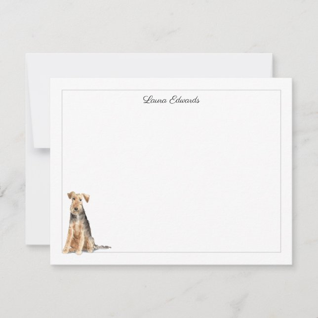 Cartão De Notas Welsh Terrier Gray Border Personalized (Frente)