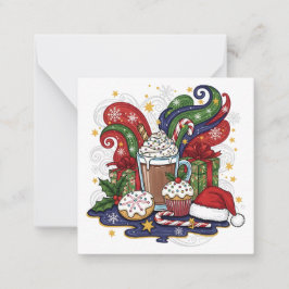 Cartão De Notas Whimsical Christmas Hot Cocoa & Treats