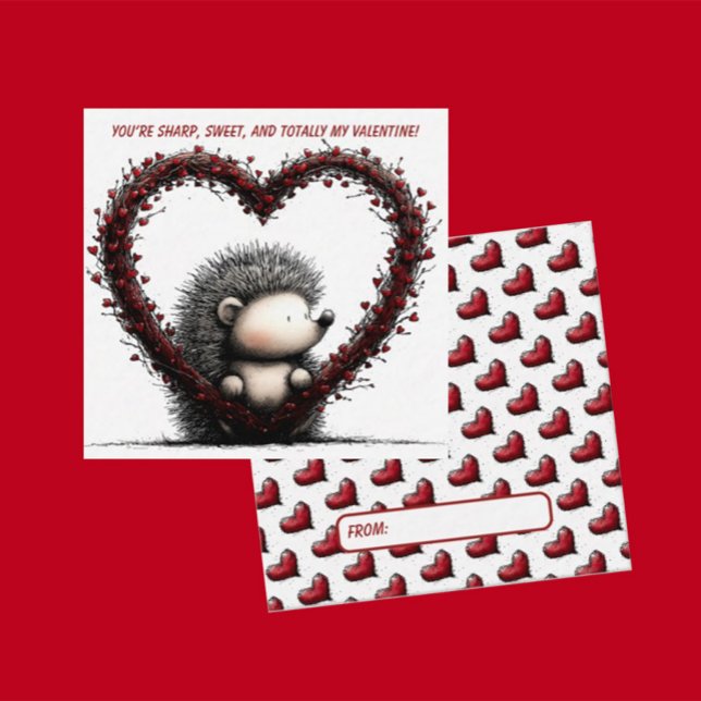Cartão De Notas Whimsical Hedgehog Valentine Card  (Criador carregado)