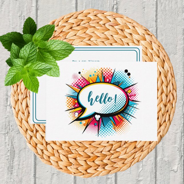 Cartão De Notas Whimsical Pop Art "Hello" Flat (Criador carregado)