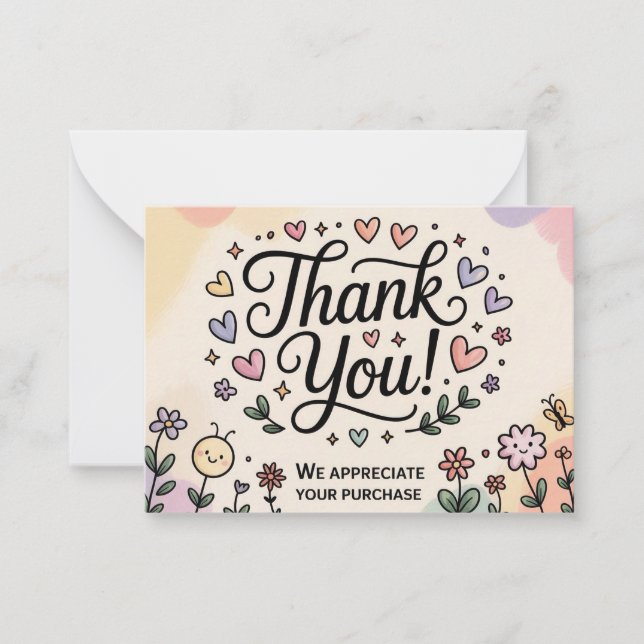 Cartão De Notas Whimsical Thank You Card  (Frente)