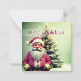 Cartão De Notas Whimsy Pink Santa Gift Tag