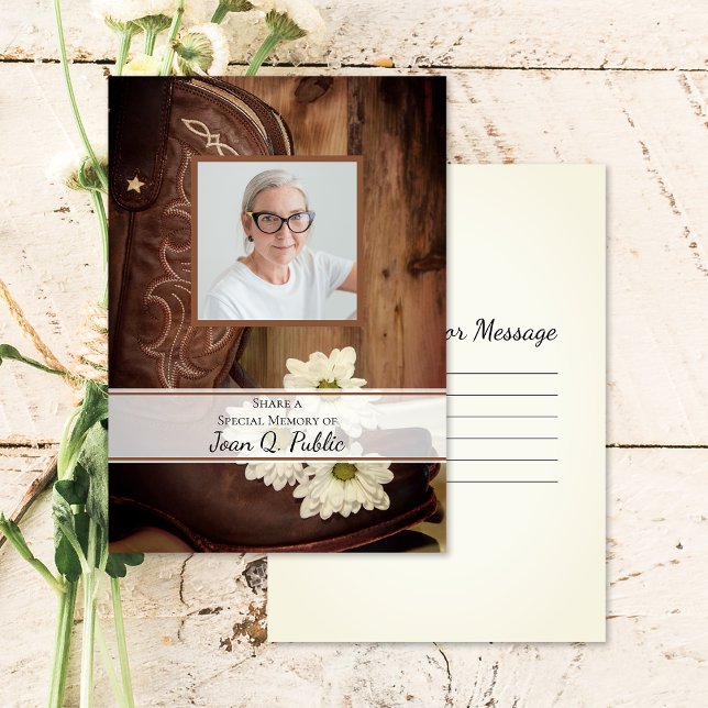 Cartão De Notas White Daisies Boots Compartilham Memória Memorial  (Criador carregado)