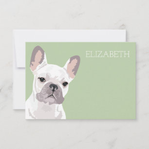 Cartão De Notas White French Bulldog Cute Frenchie
