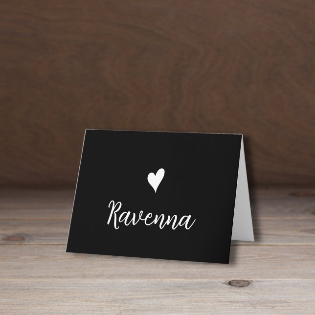 Cartão De Notas White Heart and Handwritten Name Black (Criador carregado)