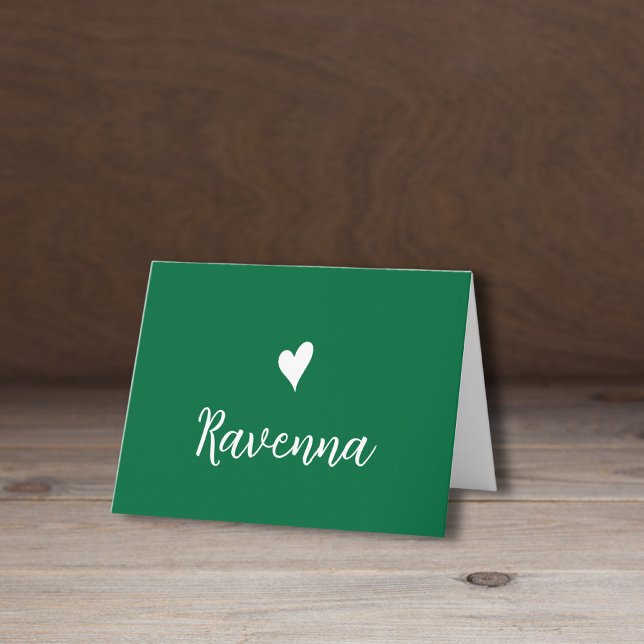 Cartão De Notas White Heart and Handwritten Name Bottle Green (Criador carregado)