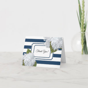 Cartão De Notas White Hydrangea Bridal Thank You Note Floral Navy