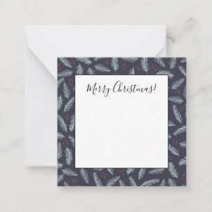 Cartão De Notas White Pine Boughes Feather Holly Berries Natal