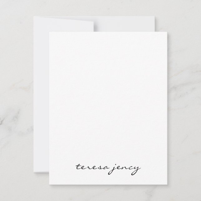 Cartão De Notas White Script Monogram | Minimalist Modern Design (Frente)