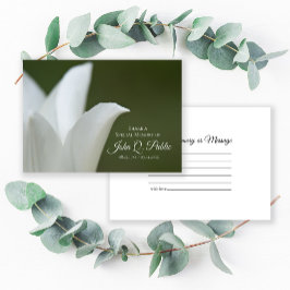 Cartão De Notas White Tulip on Green Share a Memory Funeral