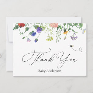 Cartão De Notas Wildflower and Bee Thank You Note Card