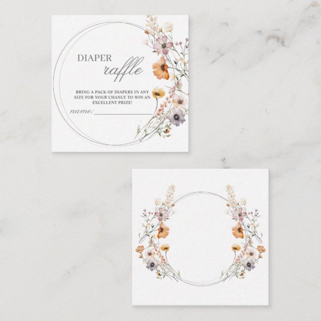 Cartão De Notas Wildflower Boho Fralda Raffle (Frente/Verso)