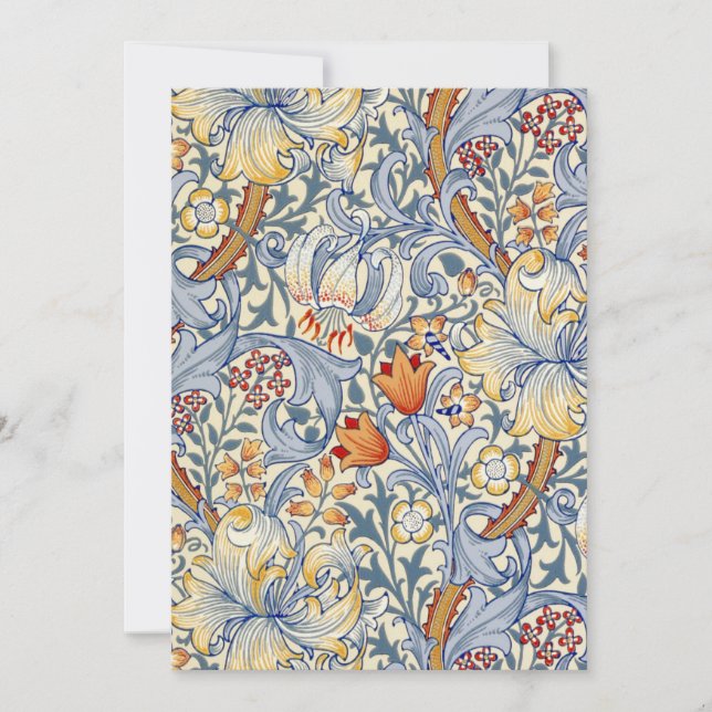 Cartão De Notas William Morris Dourado Lily Flat Note Card (Frente)
