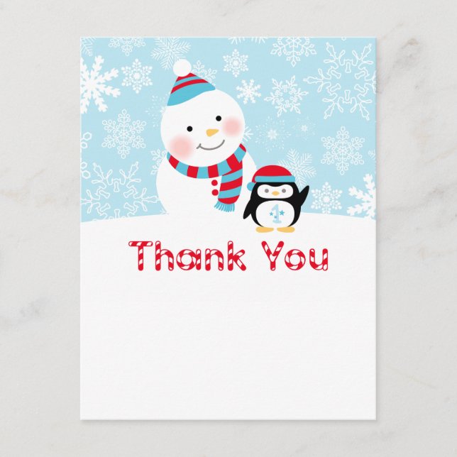 Cartão De Notas Winter ONEderland Festa de aniversário Obrigado (Frente)