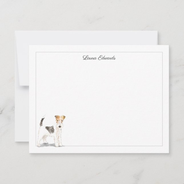 Cartão De Notas Wire Fox Terrier Gray Border Personalized (Frente)