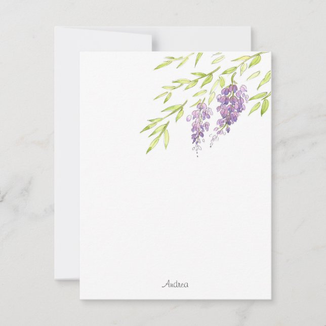 Cartão De Notas Wisteria de aquarela e Caneta (Frente)
