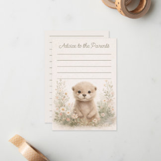 Cartão De Notas Woodland Otter Baby Shower Advice to Parents Cards